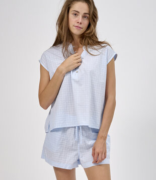 Orion+Cupido Pyjama Check Washed Blue