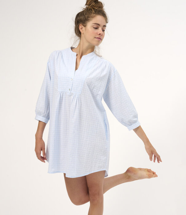 Dorélit Oona Jurk Blauw Gewassen Ruit