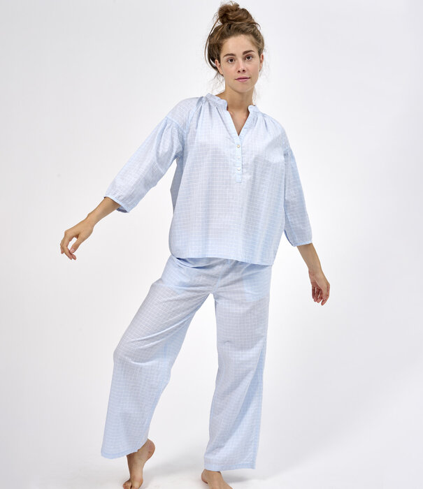 Dorélit Odette+Alkes Pyjama Check Washed Blue