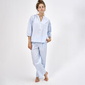 Odette+Alkes Pyjama Blauw Gewassen Ruit