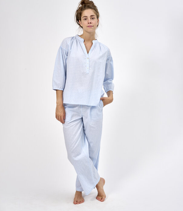 Dorélit Odette+Alkes Pyjama Blauw Gewassen Ruit