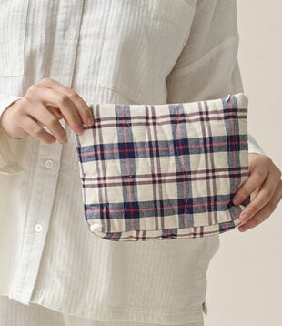 Beauty Bag Midi Accessories Check Navy Brown 