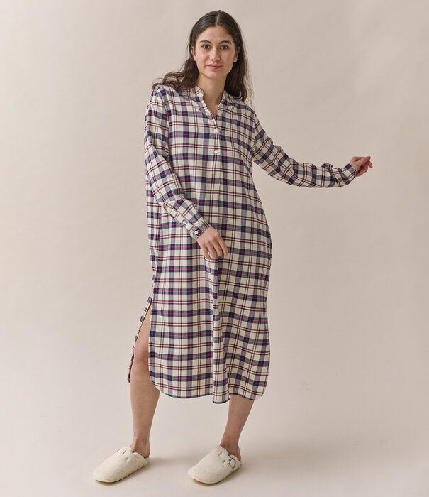 Dorélit Paola Jurk Donkerblauw Bruine Ruit