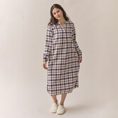 Paola Dress Check Navy Brown 