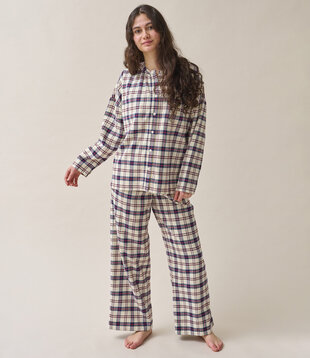 Pixie+Alkes Pyjama Donkerblauw Bruine Ruit