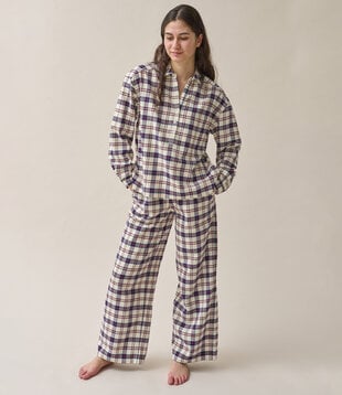Polly+Alkes Pyjama Check Navy Brown 