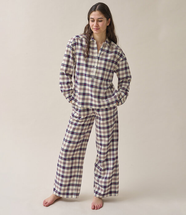 Dorélit Polly+Alkes Pyjama Donkerblauw Bruine Ruit