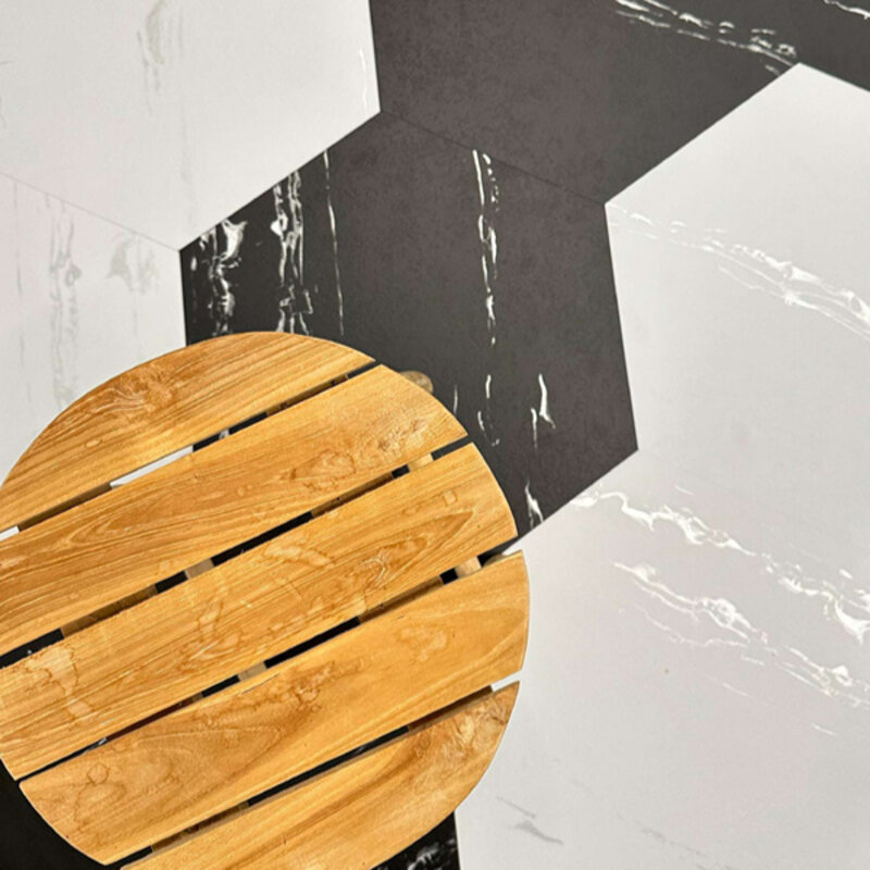 Lijmstrook XL Stone Hexagon Black