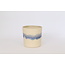 LS-design Ceramic handmade espresso cup of beige cast clay with a green and blue edge