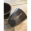 LS-design Tasse espresso en céramique fait main en argile fondue grise avec un bord naturel ocre