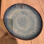 artisann In the mold laid round dish of Belgian clay with a beautiful Floating blue highly fired glaze.