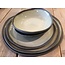 K-design A plate with style, playful and spontaneously made of gray clay and finished with green glaze