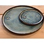 artisann With the turntable handmade plate of Belgien clay with a beautiful Floating blue high-firing glaze.