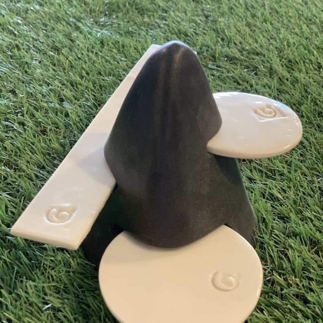 Handmade table ornament in a pyramide shape with porcelain accessories