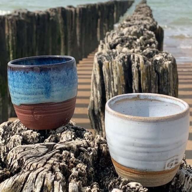 Ceramic handmade coffee cup, Beach