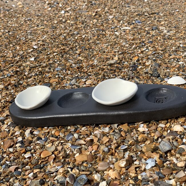 An original way to present salt, pepper, oil and butter on your table