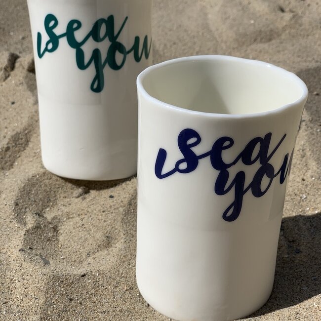 "I Sea You" met een transfer gebakken op een porseleinen handgemaakte tas, drinkbeker, vaasje