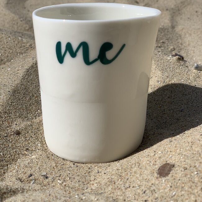 "You Me Moi Toi " met een transfer gebakken op een porseleinen handgemaakte tas, drinkbeker