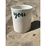 artisann "You Me Moi Toi " cuit avec un transfert sur une tasse en porcelaine fait main, gobelet, vase