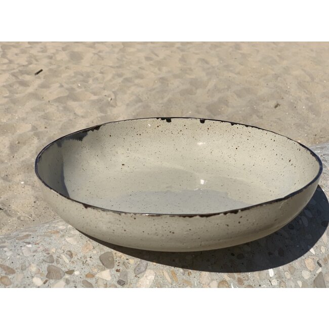 LS-design Bowl handmade in ceramic from Pottery craft clay with a black handpainted  edge