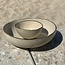 Bowl in the shape of a hemisphere handmade in ceramic with black hand-painted edge