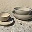Bowl in the shape of a hemisphere handmade in ceramic with black hand-painted edge