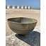 LS-design  Bowl in the shape of a hemisphere handmade in ceramic with a green border