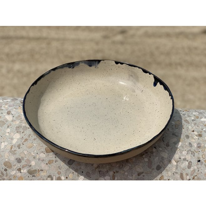 Bowl handmade in ceramic from Pottery craft clay with a black handpainted  edge