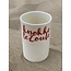 artisann "Knokke Le Zoute" with a transfer baked on a porcelain handmade cup, drinking cup, vase