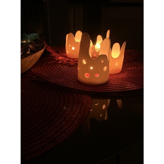 Handmade porcelain Wave lantern with shiny glaze
