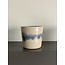 LS-design Tasse espresso en céramique fait à la main en argile beige avec bord vert et bleu