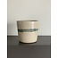 LS-design Tasse espresso en céramique fait à la main en argile beige avec bord vert et bleu