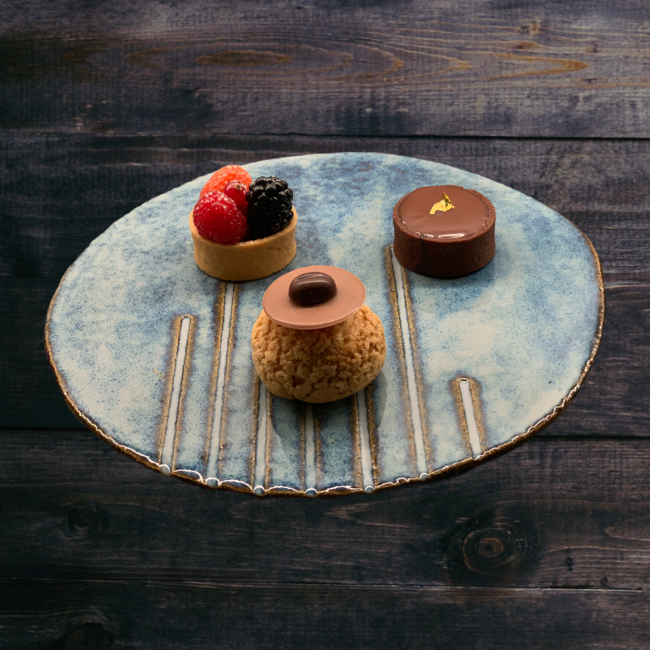 Assiette ronde céramique artisanale Linea, Beach