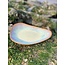 artisanni Handmade trigonal plate in chamotte clay made with a floating Sunset glaze