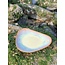 artisanni Handmade trigonal plate in chamotte clay made with a floating Sunset glaze