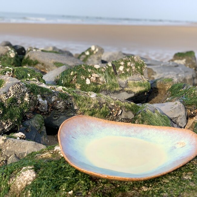 Handmade ceramic plate Coquille, Sunset