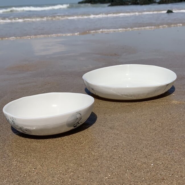 Porcelain contemporary handmade scale 'Bulles'