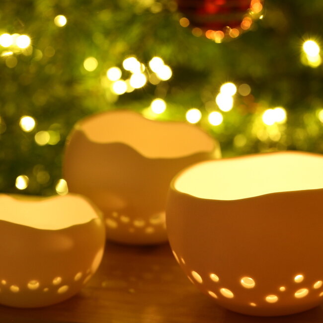 Porte-bougie fait main en porcelaine "Globe"