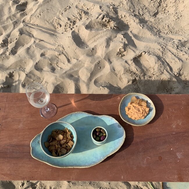 Assiette en céramique artisanale Couteau, Lagune