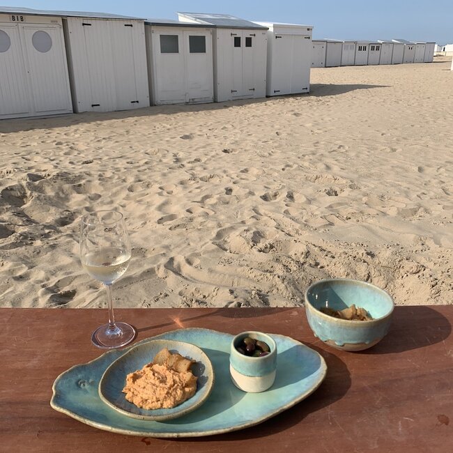 Handmade ceramic plate Couteau, Lagune