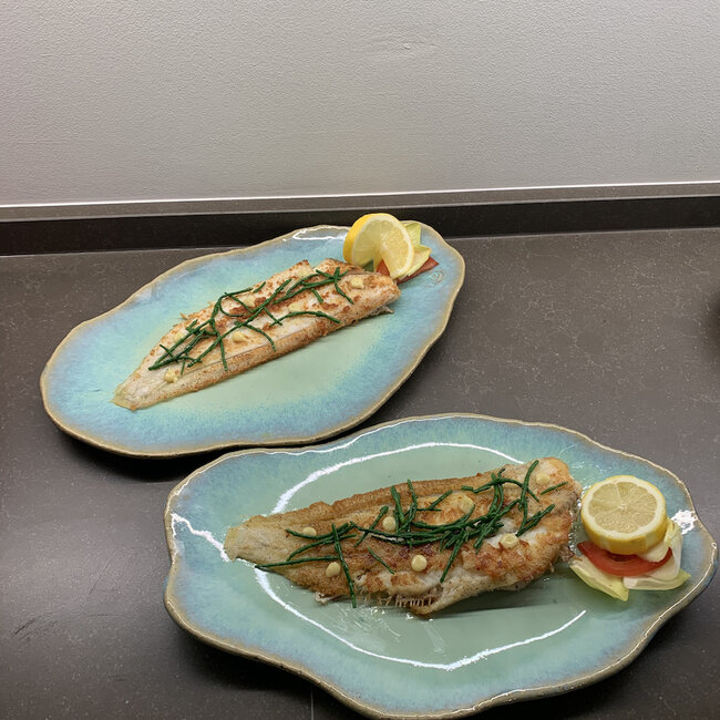 Assiette en céramique artisanale Couteau, Lagune