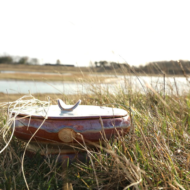 Contemporary, handmade ceramic bowl with lid "Sunrise"