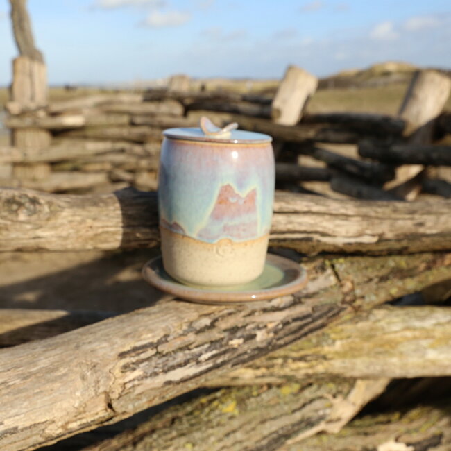 Contemporary, handmade ceramic pot with lid "Sunrise"