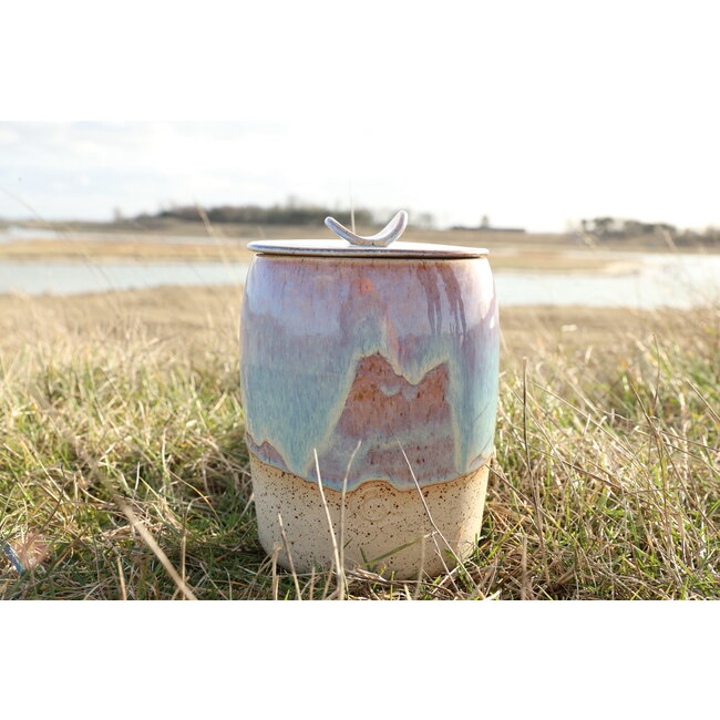 artisann Contemporary, handmade ceramic pot with lid "Sunrise"