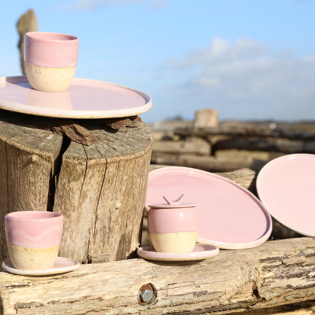Contemporary, handmade ceramic cup from the tableware and collection “Pink"