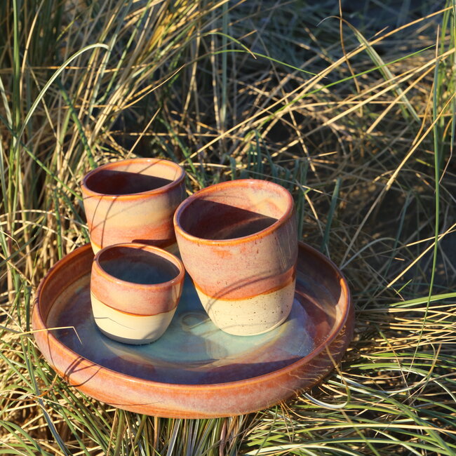 Handmade ceramic scale with unique glazes from the "Sungreen" service