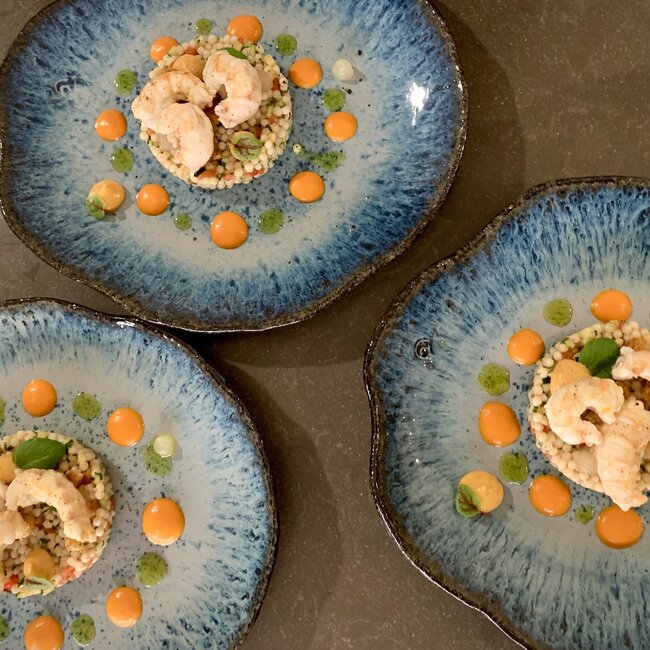 Handmade ceramic plate Amandine, Beach