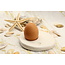 artisanni Unique handmade contemporary ceramic egg cup in porcelain with a transparant glazes