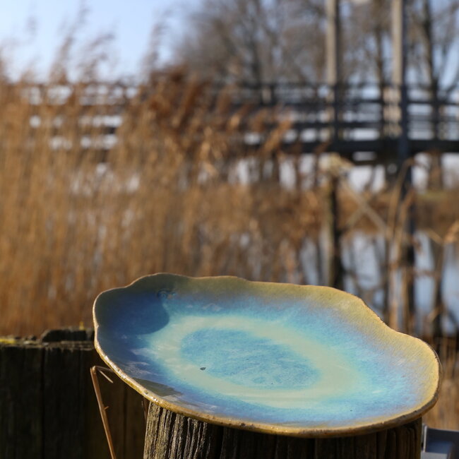 Handmade ceramic plate Couteau, Lagune