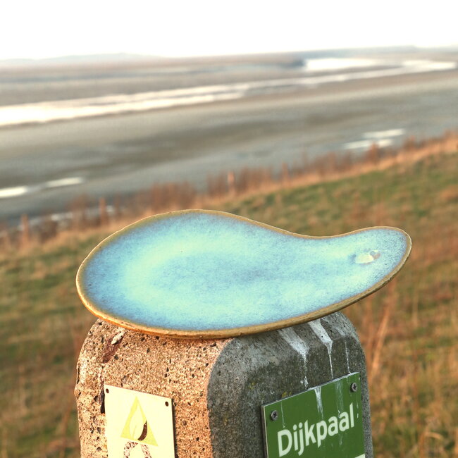 Keramisch handgemaakt bord Boomerang, Lagune